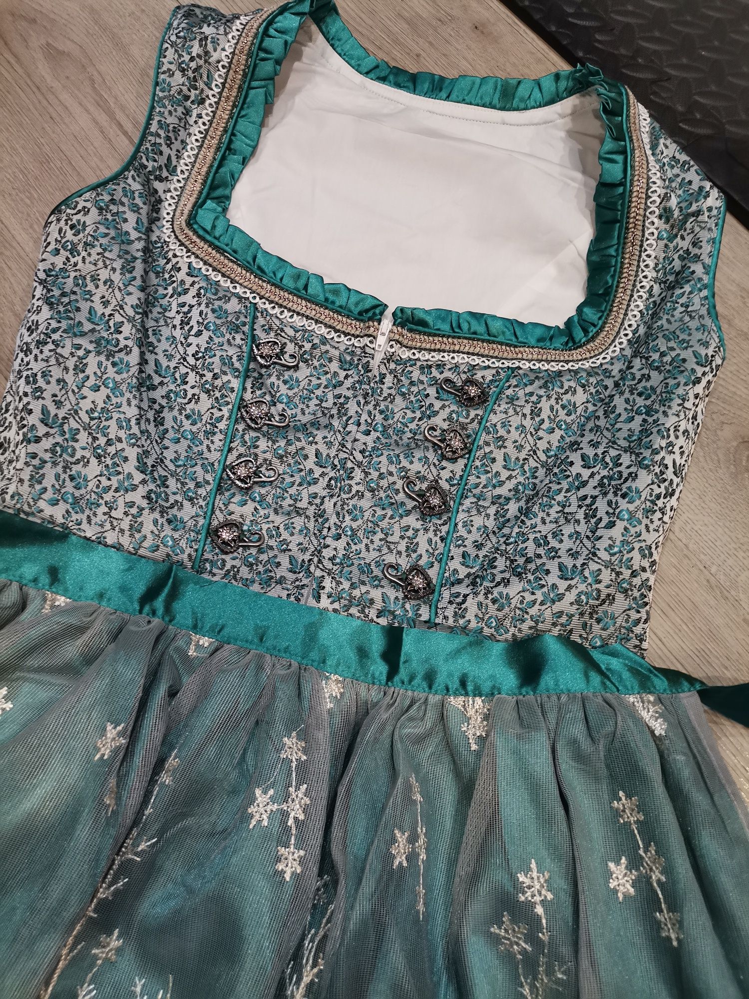 HAUSPROFI Дамска жакардова рокля от 2 части Dirndl, къса с престилка