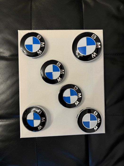 Set complet embleme premium aluminiu pentru capota jante volan BMW