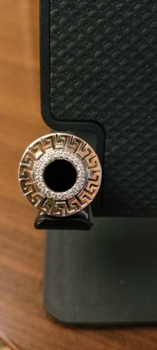 Перстень Версаче серебряный с агатом