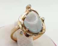Inel din aur de 14K cu opal natural și diamante naturale