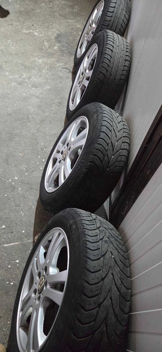 Set 5 Jante Aliaj 5x100,vw skoda seat 185 60 15 cu anvelope vara