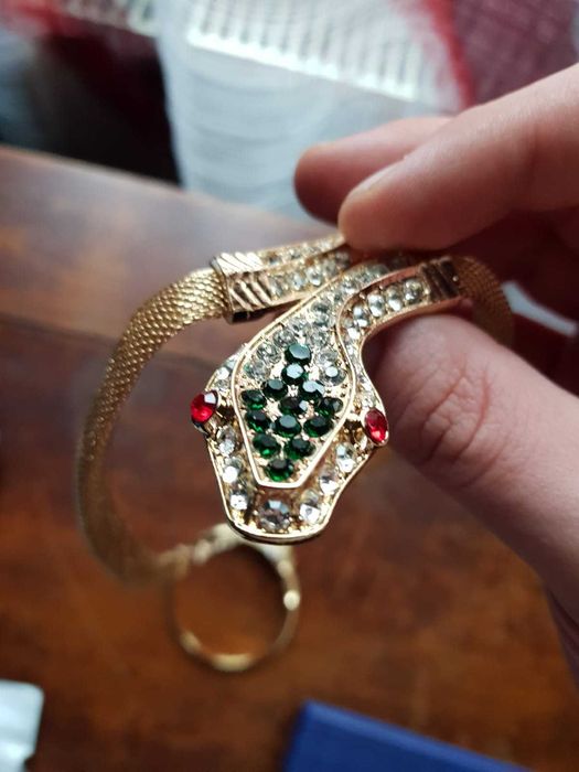 Colier elegant pentru femei placat cu AUR 18k cu pietre model sarpe