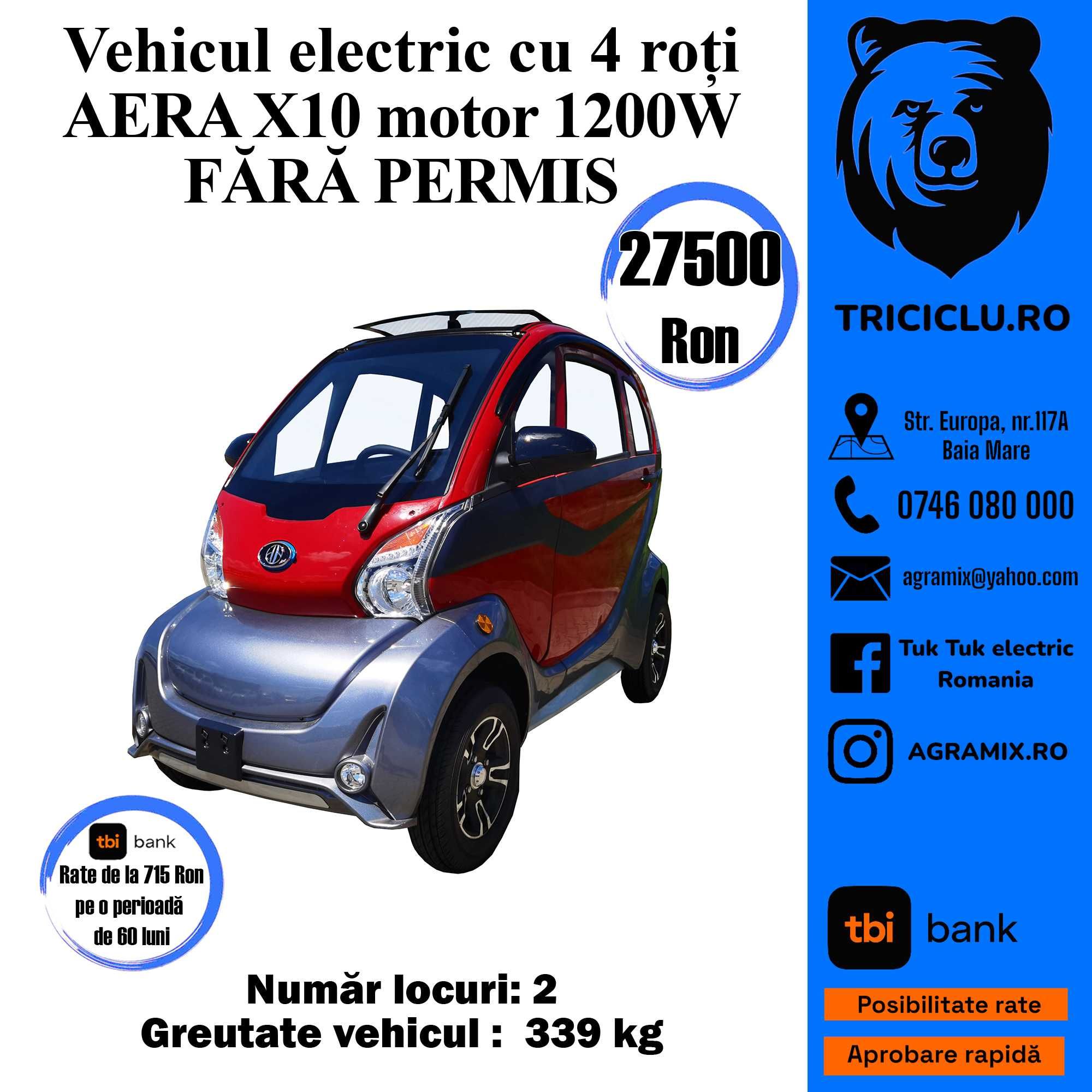 Vehicul electric 4 roti model AeraX10  Agramix-fara permis