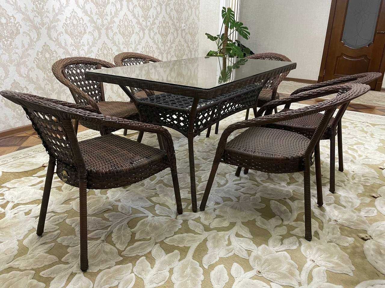 Ротанговая мебель стол стулья комплект для бассейн, сауна и баня