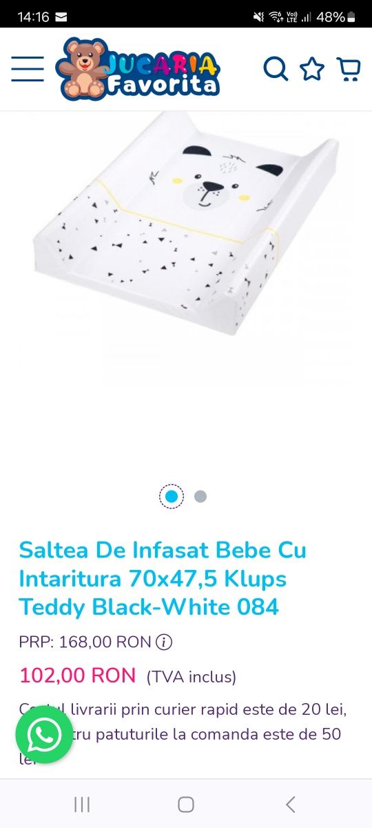 Saltea De Infasat Bebe Cu Intaritura 70x47,5 Klups Teddy Black-White 0