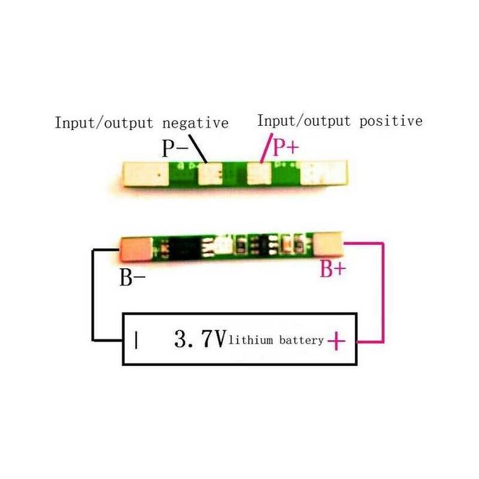Modul protectie la incarcare 1x acumu18650, BMS li-ion, 3,7V/1,8A