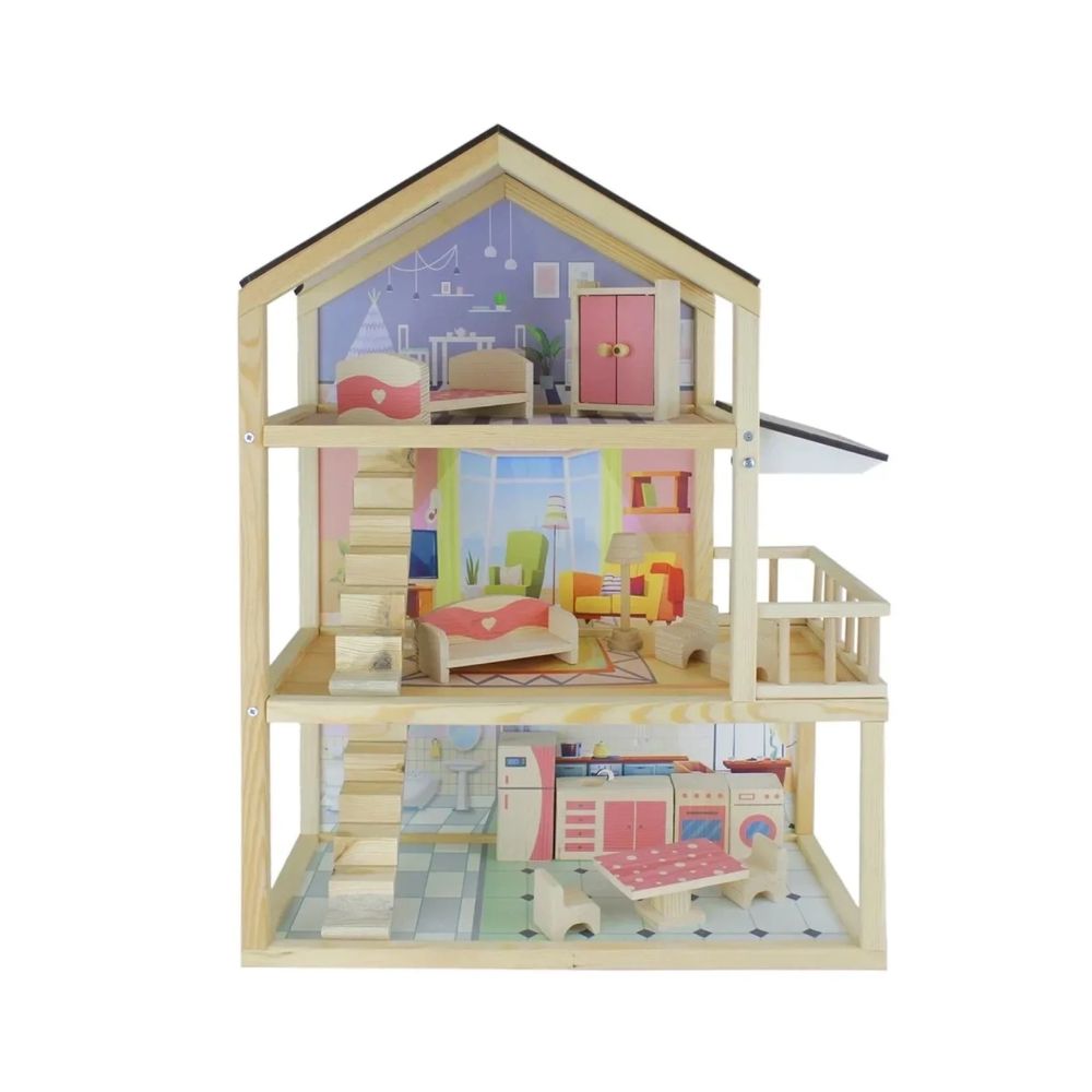 Дървена къща за кукли с мебели "Hobby-Doll House"