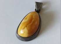 Colier argint masiv cu Chihlimbar Butterscotch