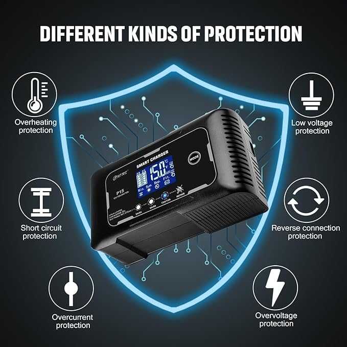 SolaMr 15A Зарядно за Акумулатори на Автомобили, 12V и 24V