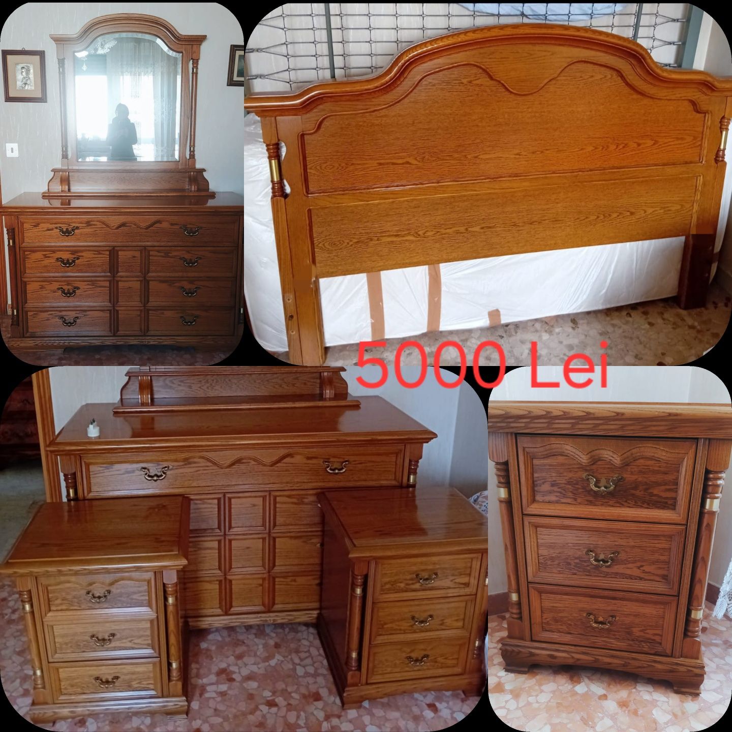 Dormitor Matrimonial din Lemn Masiv Sculptat