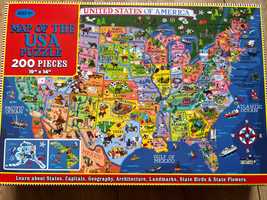 Пъзел от 200 части Карта на света и Карта Америка
