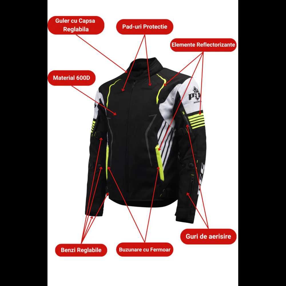 Geacă Moto PES 4 Sezoane Protecții Level 2, impermeabila, mesada iarna