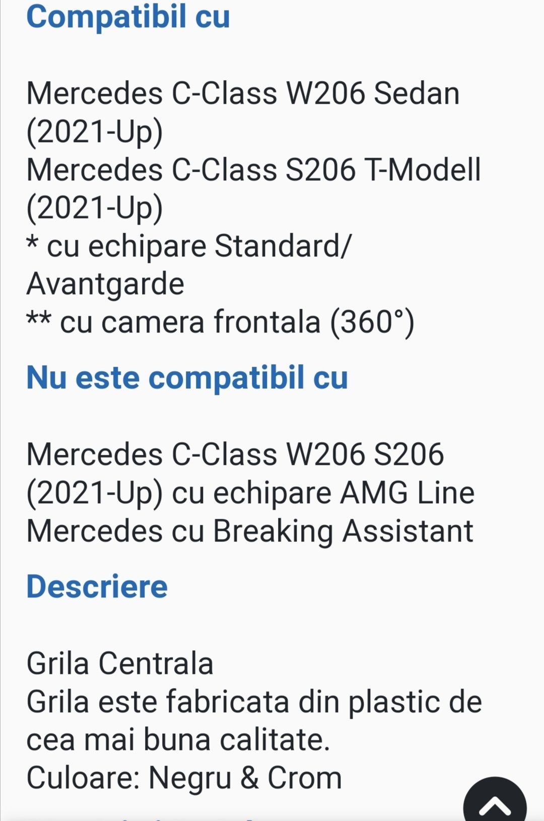 Grila centrala Mercedes Benz X-CLASS W206
