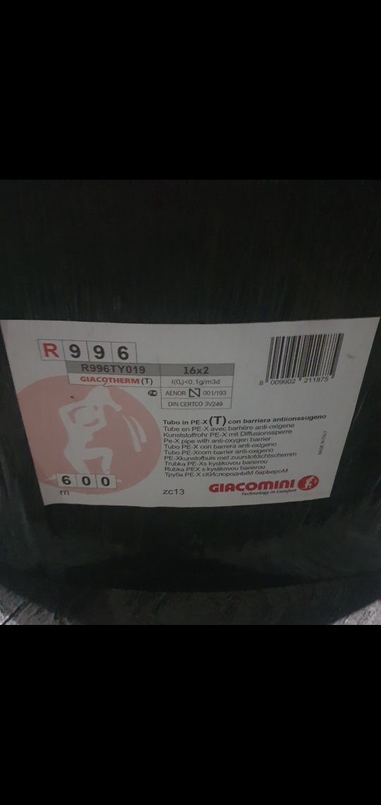 Serpentina încălzire în pardoseala 16x2 cu bariera de oxigen