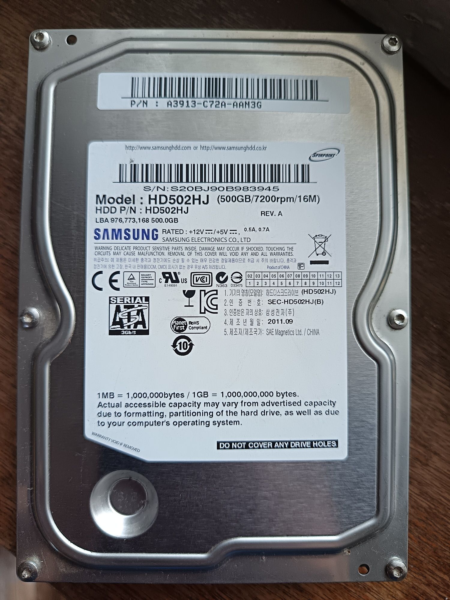 Намален на 29 лева ! Твърд диск Samsung HD502HJ 500GB SATA