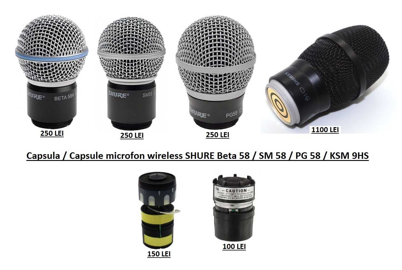 Capsula microfon wireless SHURE Beta 58 / SM 58 / PG 58 / KSM 9HS