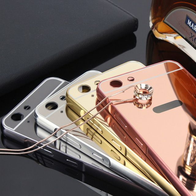 Husa / Bumper aluminiu + spate acril Oglinda pt Lenovo K5, K5 Plus