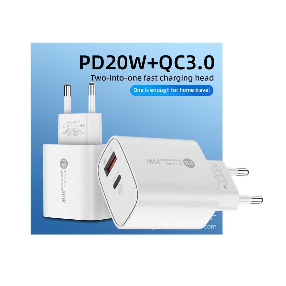 Бързо зарядно Quick Charge 3, PD20W, USB изход, Type C PD 3.0