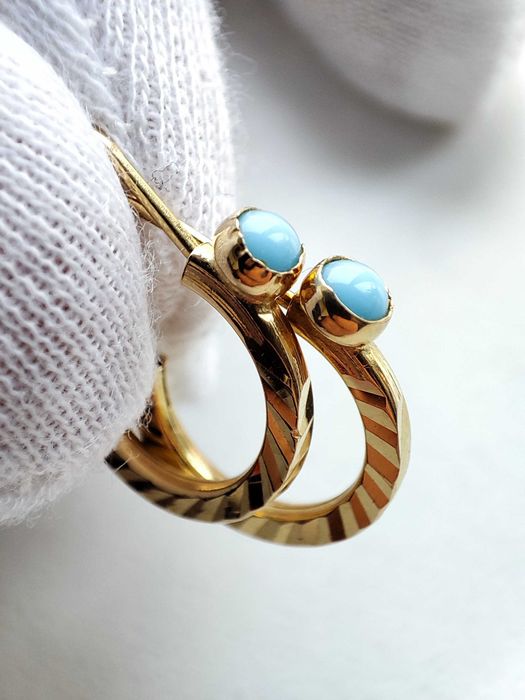 Cercei Aur 14K Copii Coral Albastru