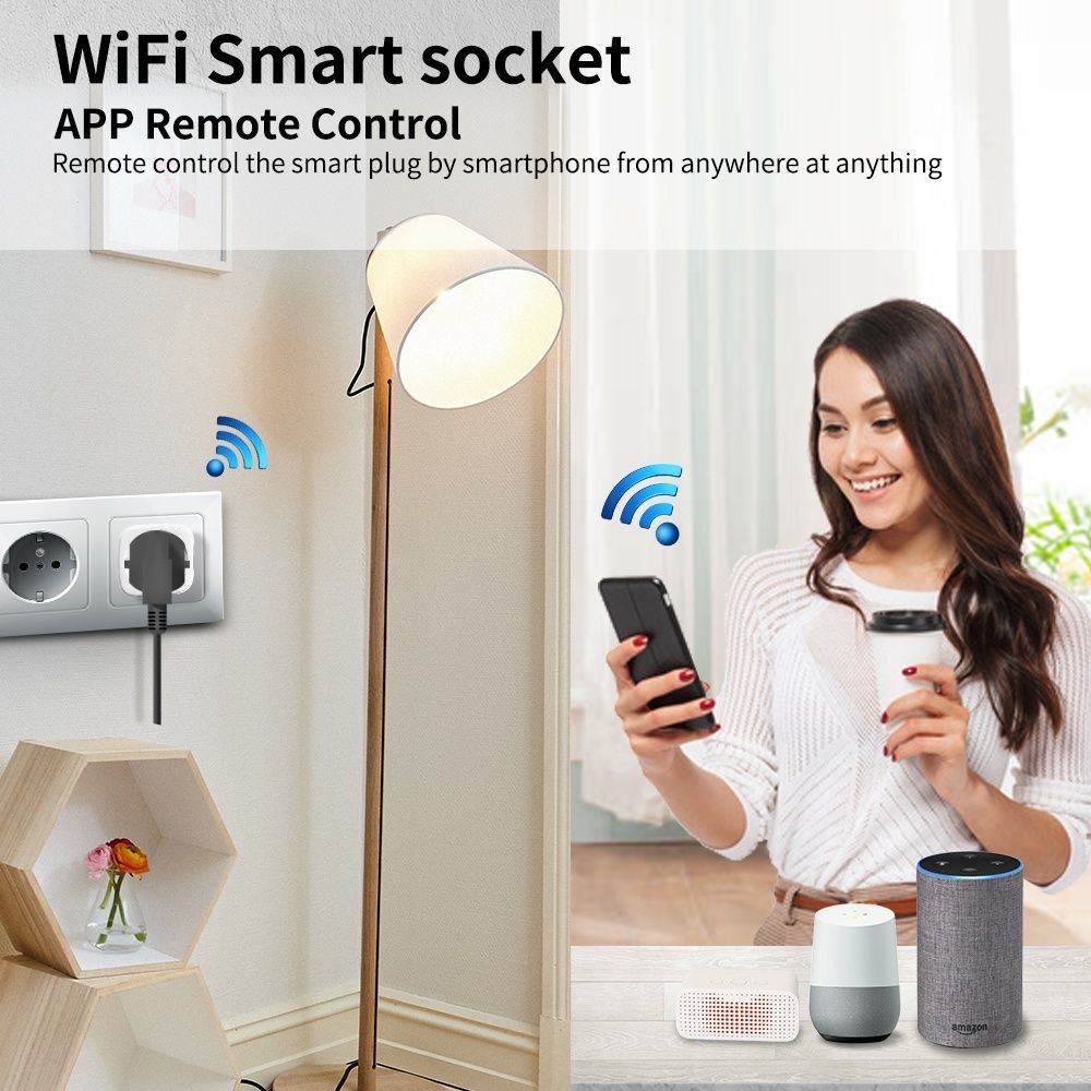 Tuya Smart 20А/4200W WiFi умен контакт с отчет на ел.енергия