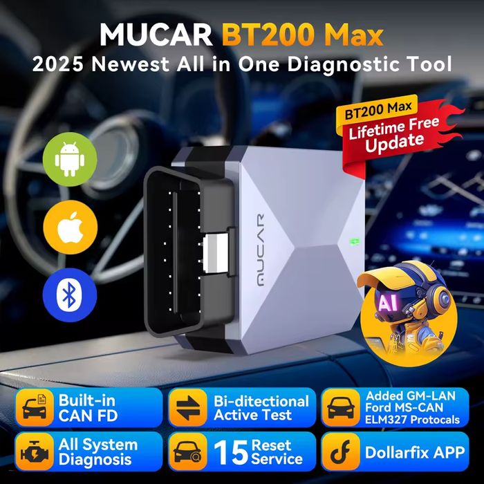 MUCAR BT200 MAX OBD CAN FD не спира да работи диагностика за автомобил
