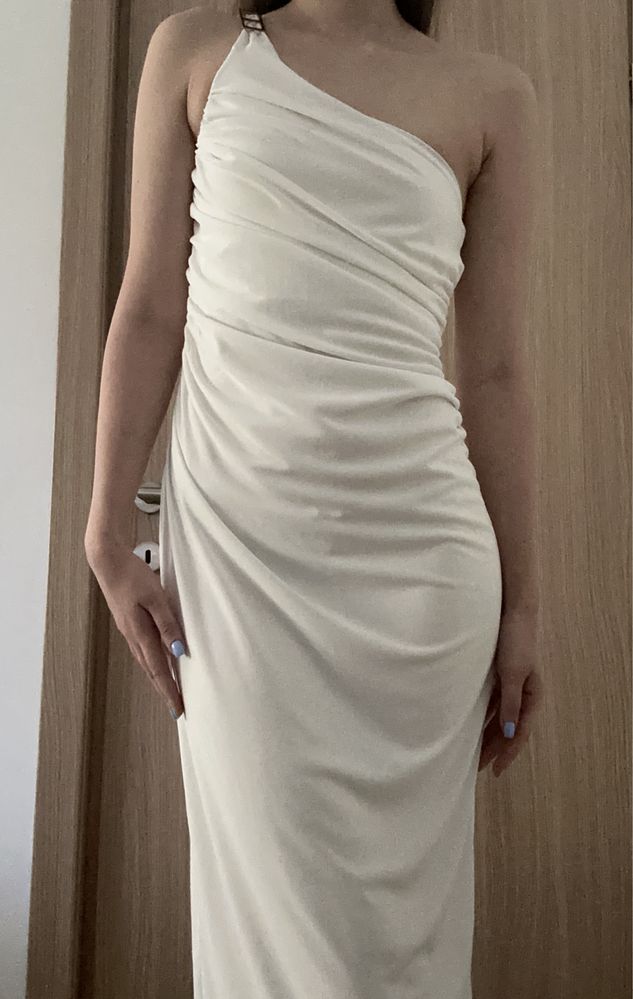 Rochie Zara alba cu detaliu auriu, marimea S