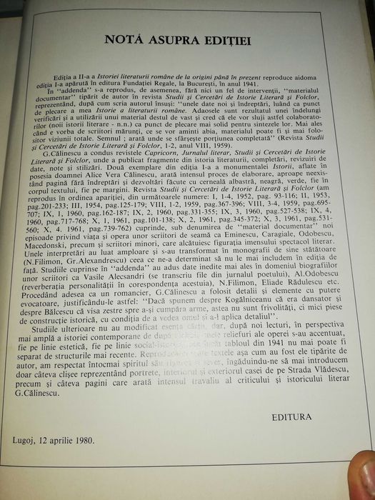 Carte, istoria literaturii romane.