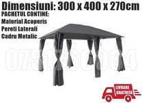 Pavilion CORT Foisor Umbrela 3x4m Gradina Terasa Evenimente Gri Pereti