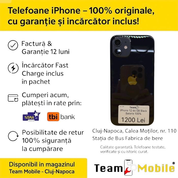 iPhone 12 64GB Black Baterie 100%