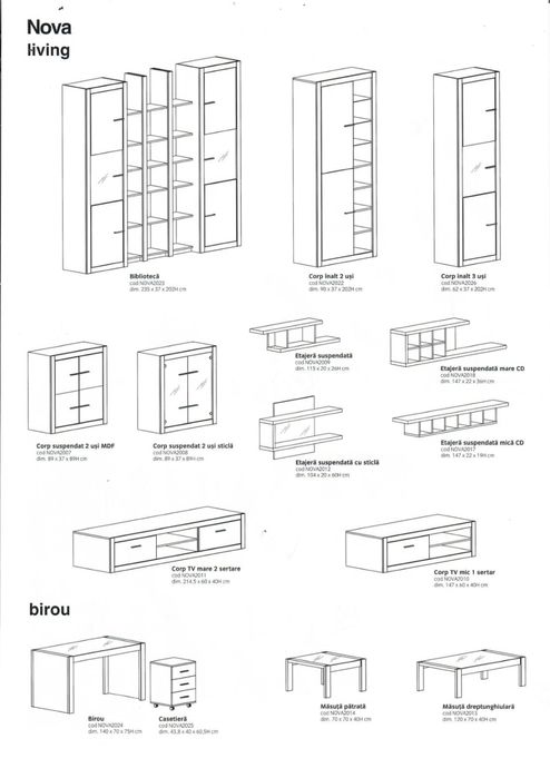 Set mobilier living - Nova by Mobexpert, lemn masiv, ca NOU
