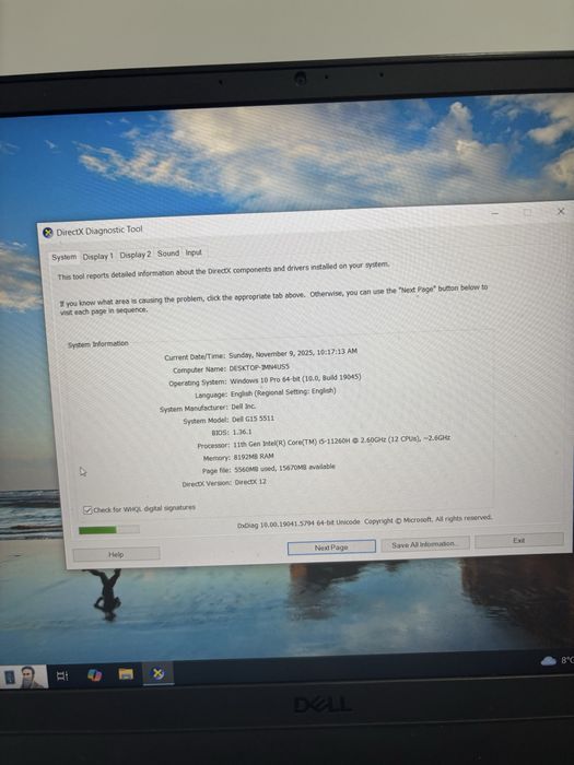 Laptop Gaming Dell G15 Intel I5 11260h NVIDIA RTX 3050