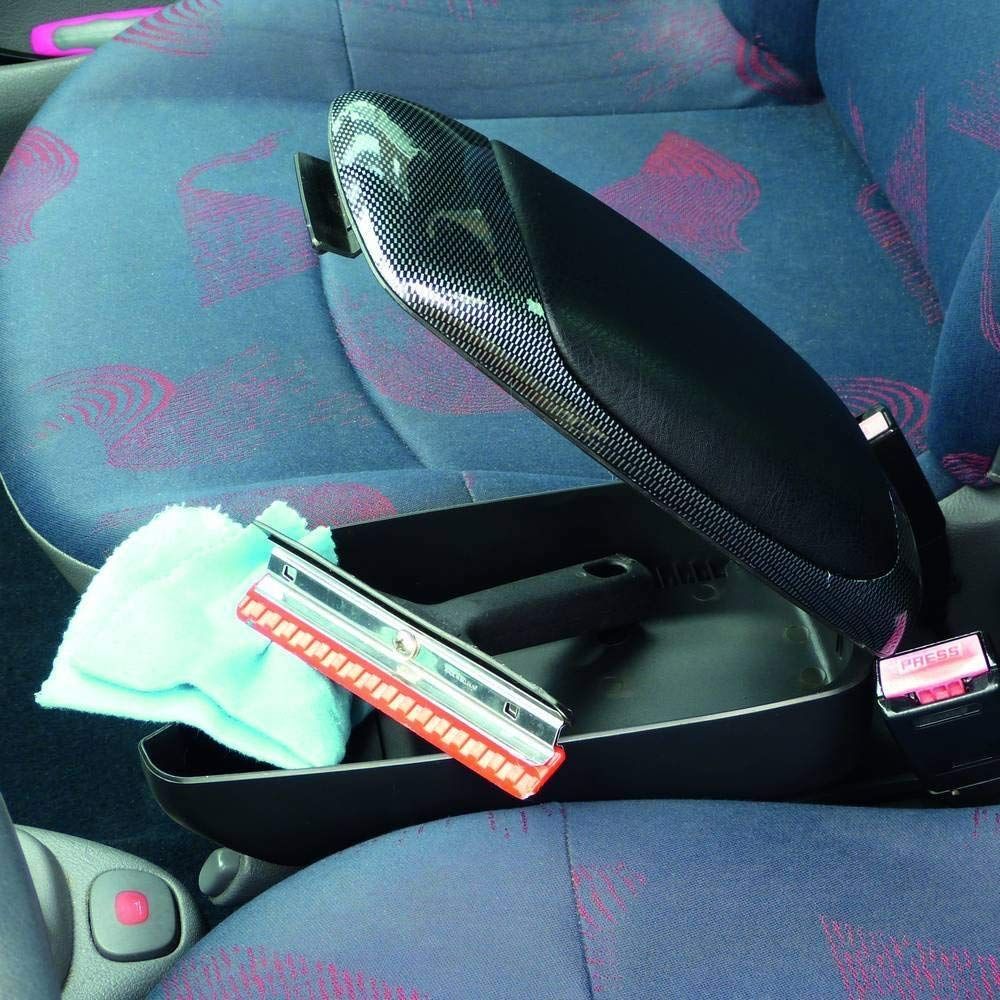 Cotiera auto universala Carpoint carbon, tapitata cu vinil negru
