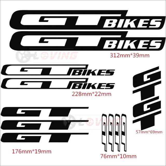 Set coală 14 stikere GT BIKES reflectorizante cameleon bicicleta cadru