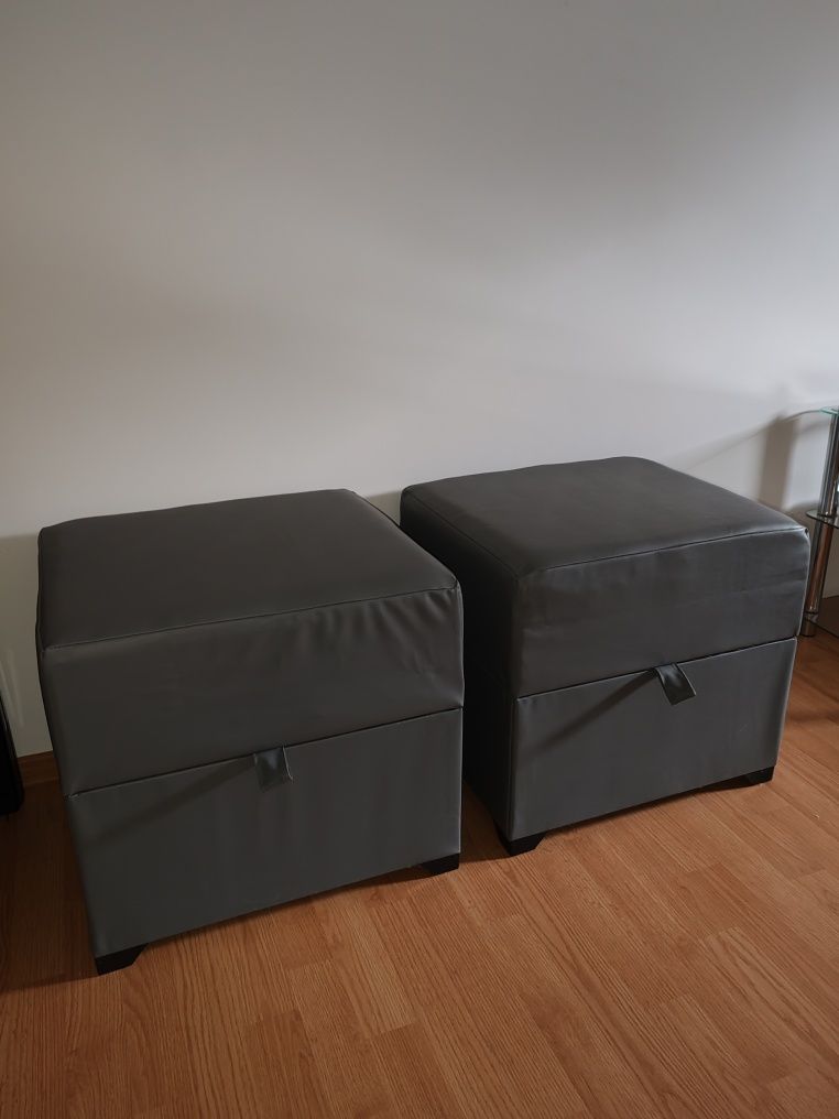 Taburet tapițat cu ladă depozitare