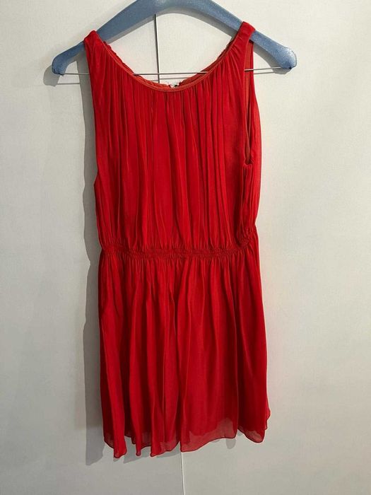 Rochie rosie voal matase naturala cordon detasabil marimea S