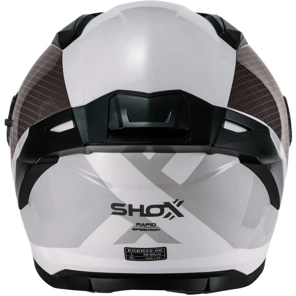 Pachet Casca moto Noua Shox Rapid Speedway Alb + Cagula moto