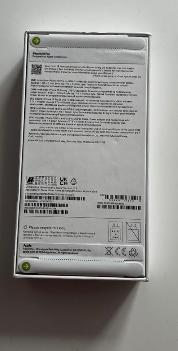 Iphone 16 pro 1TB Black Titanium