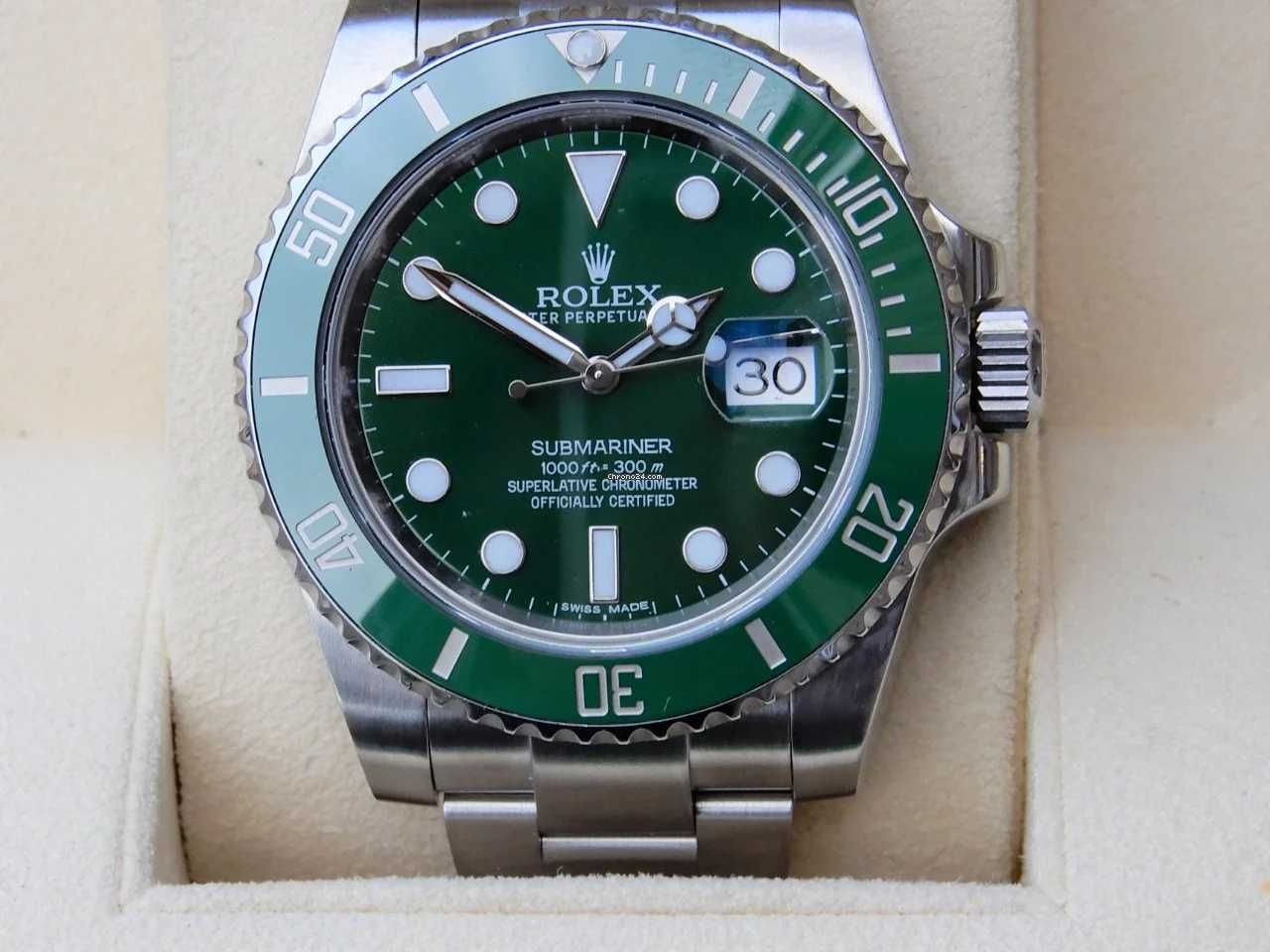 Rolex Submariner AUTOMATIC New Silver Green Hulk Edition 41 mm
