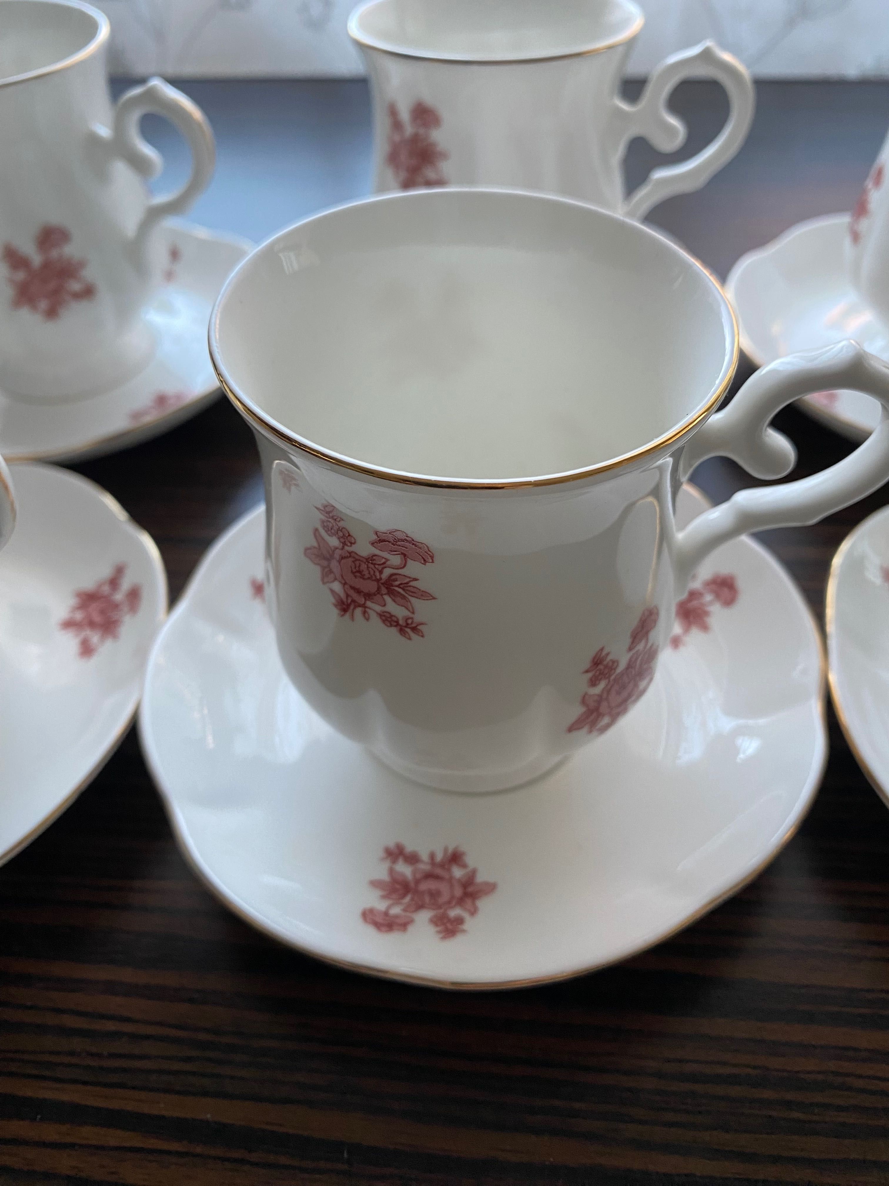 Serviciu ceai, cafea, ciocolata calda - Royal Bone China, aur - Nou