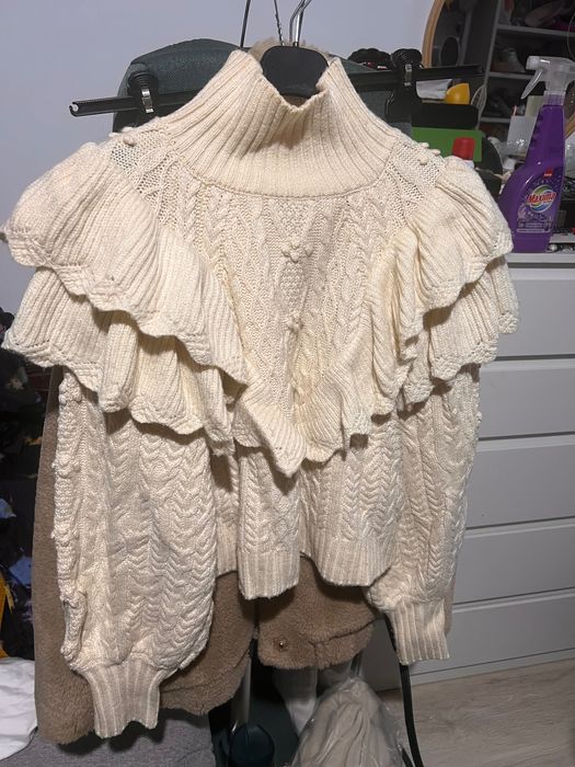 Pulover volane zara S damă crem