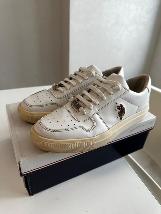 Papuci US Polo albi, mărimea 39