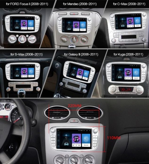 Мултимедия 7" Android 12 FORD Fiesta Focus Mondeo Transit Kuga GPS