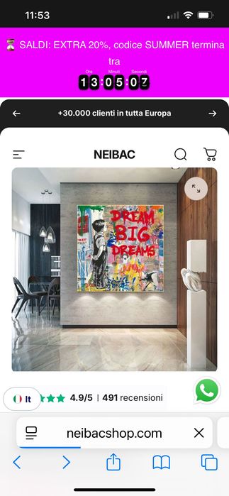 Картина Dream big dream 48*48 см.