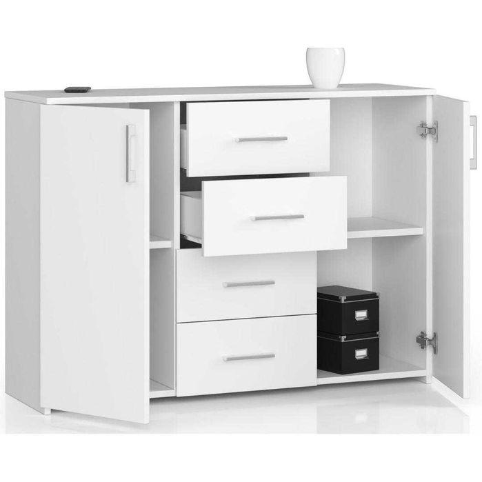 Comoda cu 2 usi si 4 sertare 110 x 35 x 80 cm alb