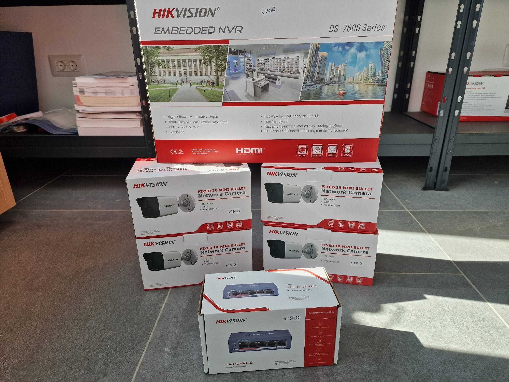 Sistem supraveghere video IP Hikvision 4 camere