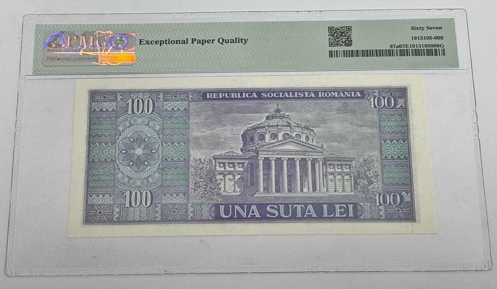 bancnota romaneasca de colectie - 100 lei 1966 gradata PMG EPQ67