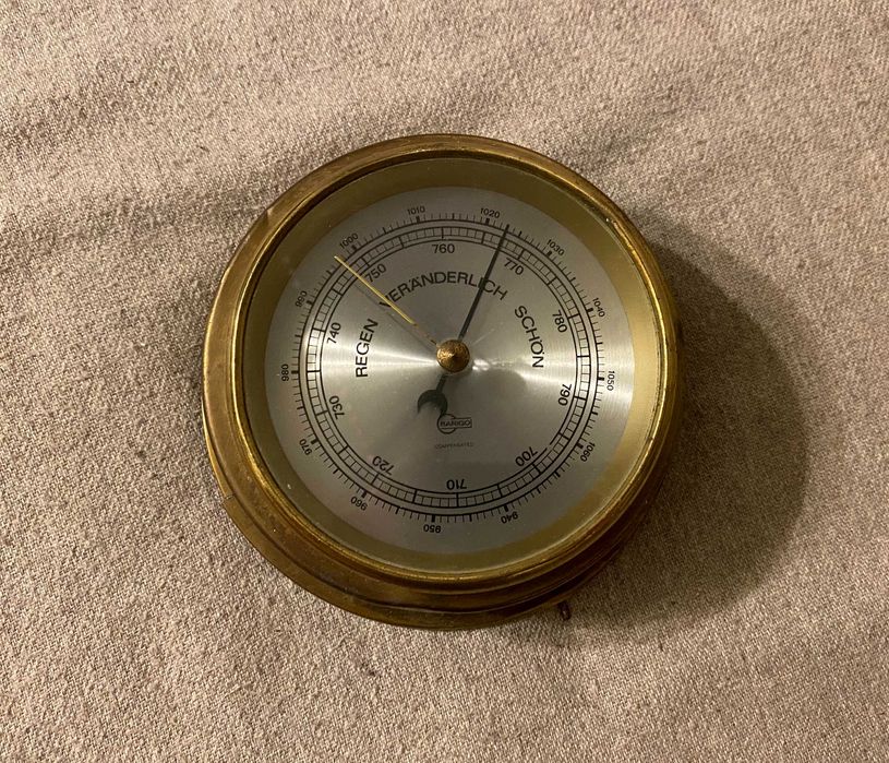 Barometru vintage marin LAMRICO din alamă, funcțional, colecție