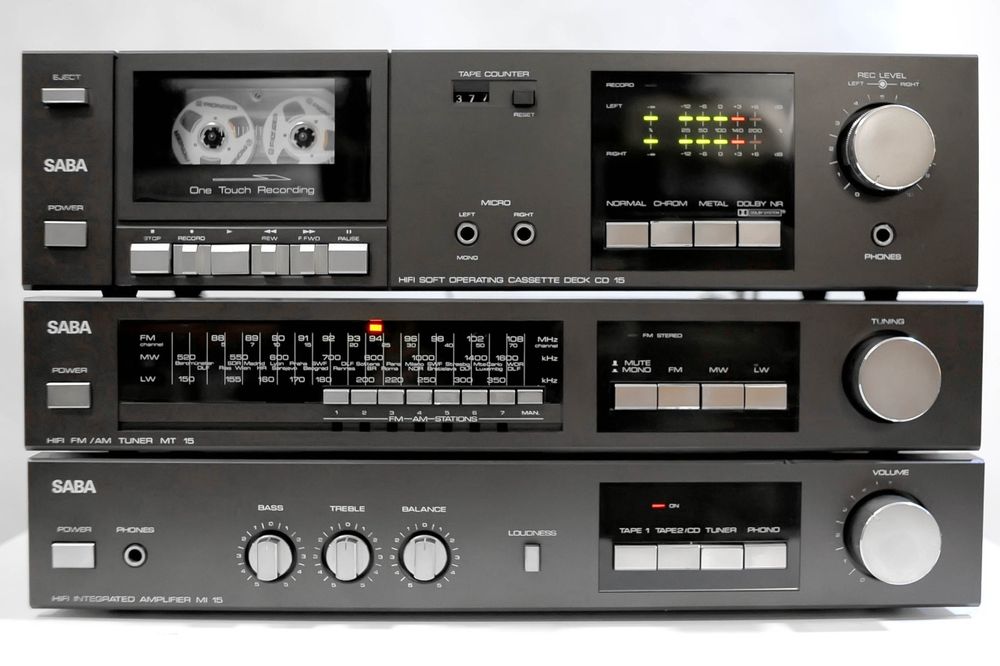 Sistem audio Saba complet Stație stereo 150W Deck Tuner radio si boxe