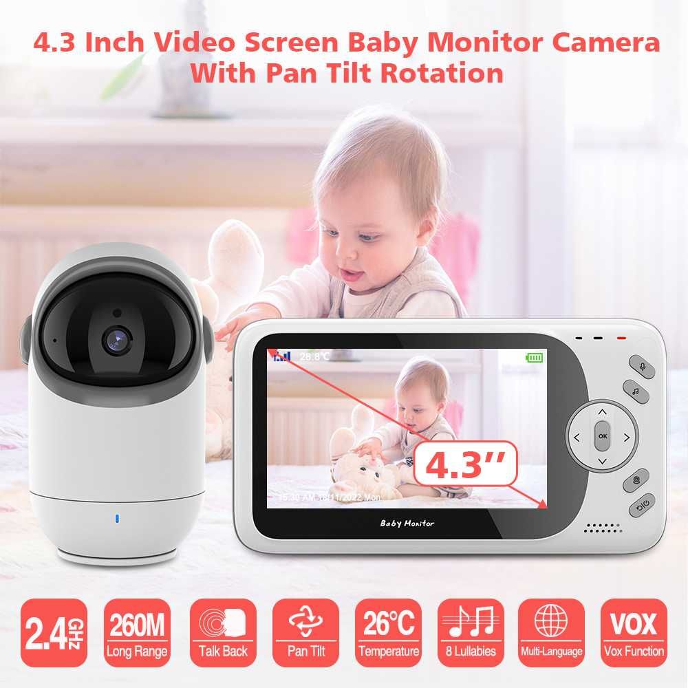 Baby Monitor si Camera Audio-Video Wireless Supraveghere Bebe,4.3 Inch