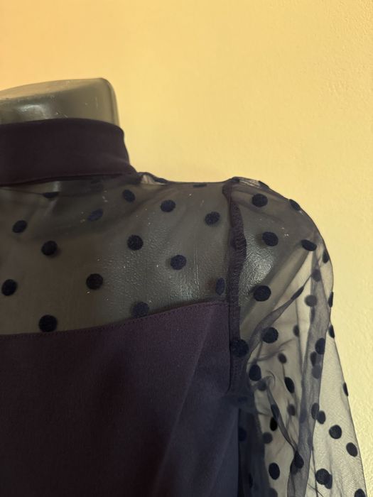 Rochie albastra scurta cu maneci transparente